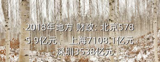 2018年地方 財政: 北京5785.9億元、 上海7108.1億元、深圳3538億元