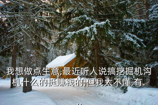 我想做點(diǎn)生意,最近聽人說搞挖掘機(jī)溝機(jī)什么的挺賺錢的,但我太不懂,有...