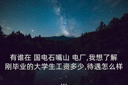 有誰(shuí)在 國(guó)電石嘴山 電廠(chǎng),我想了解剛畢業(yè)的大學(xué)生工資多少,待遇怎么樣...