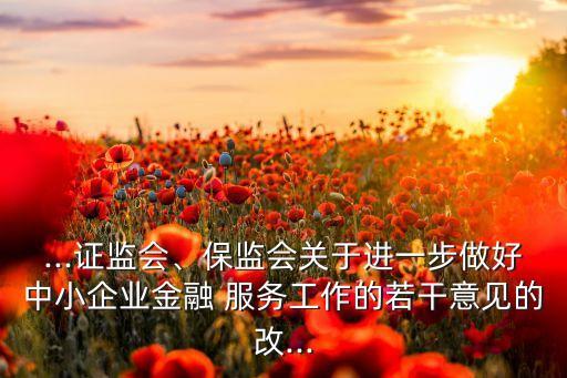 ...證監(jiān)會(huì)、保監(jiān)會(huì)關(guān)于進(jìn)一步做好中小企業(yè)金融 服務(wù)工作的若干意見的改...