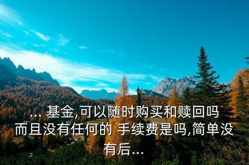 ... 基金,可以隨時購買和贖回嗎而且沒有任何的 手續(xù)費(fèi)是嗎,簡單沒有后...