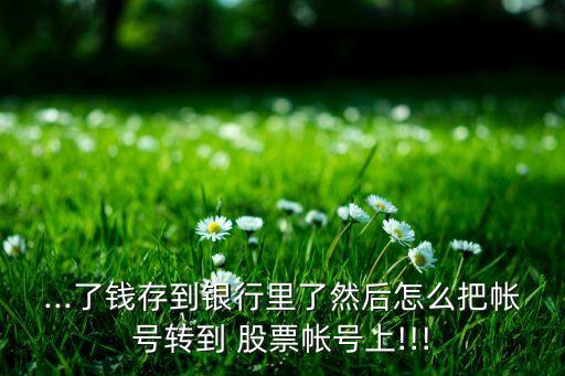 ...了錢(qián)存到銀行里了然后怎么把帳號(hào)轉(zhuǎn)到 股票帳號(hào)上!!!