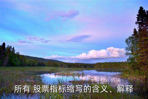 所有 股票指標(biāo)縮寫(xiě)的含義、解釋