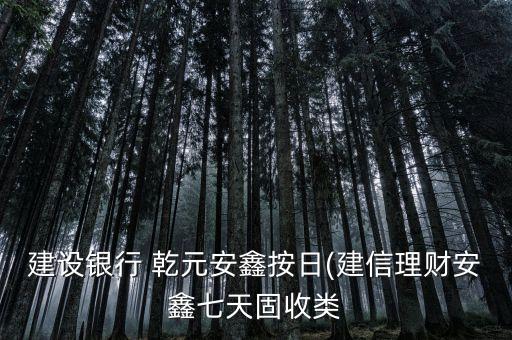 建設(shè)銀行 乾元安鑫按日(建信理財安鑫七天固收類