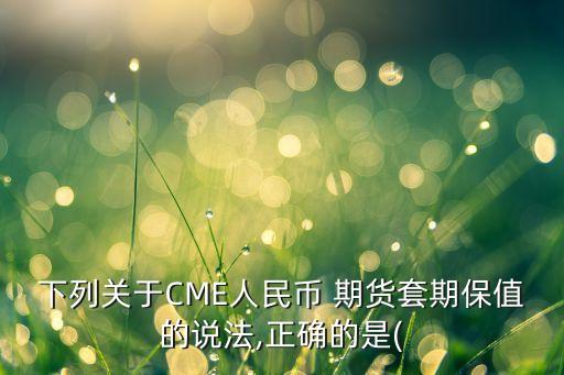 下列關(guān)于CME人民幣 期貨套期保值的說法,正確的是(