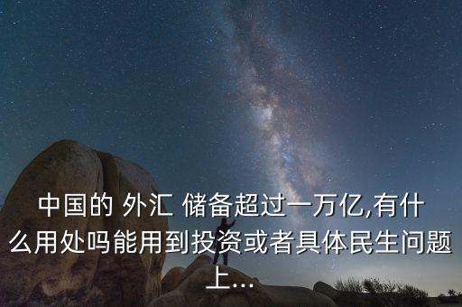 中國的 外匯 儲(chǔ)備超過一萬億,有什么用處嗎能用到投資或者具體民生問題上...