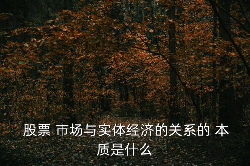  股票 市場與實體經(jīng)濟的關系的 本質(zhì)是什么