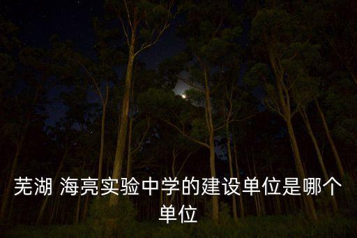 蕪湖 海亮實(shí)驗(yàn)中學(xué)的建設(shè)單位是哪個單位
