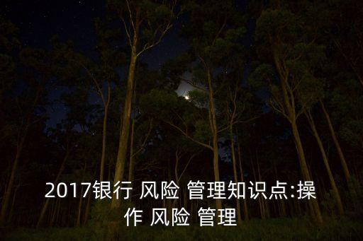 2017銀行 風險 管理知識點:操作 風險 管理