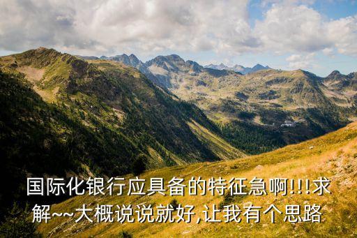 國際化銀行應(yīng)具備的特征急啊!!!求解~~大概說說就好,讓我有個(gè)思路