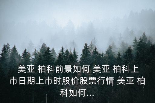  美亞 柏科前景如何 美亞 柏科上市日期上市時股價股票行情 美亞 柏科如何...