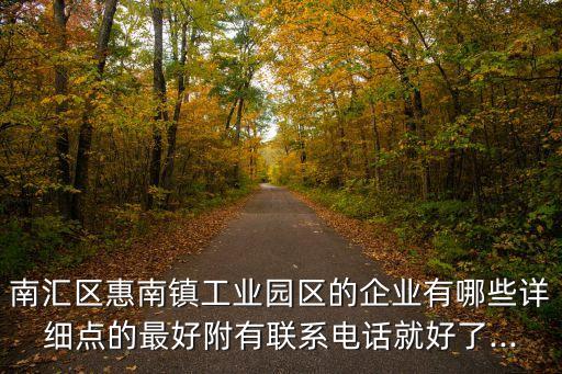 南匯區(qū)惠南鎮(zhèn)工業(yè)園區(qū)的企業(yè)有哪些詳細(xì)點(diǎn)的最好附有聯(lián)系電話就好了...