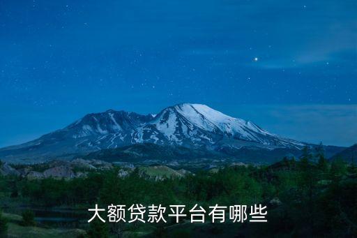 大額貸款平臺(tái)有哪些
