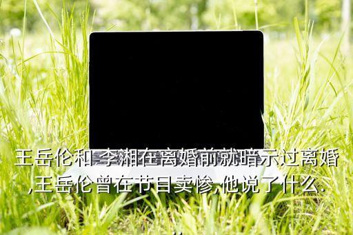 王岳倫和 李湘在離婚前就暗示過離婚,王岳倫曾在節(jié)目賣慘,他說了什么...
