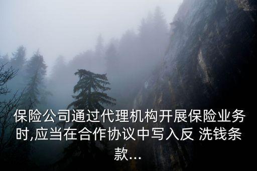  保險(xiǎn)公司通過(guò)代理機(jī)構(gòu)開(kāi)展保險(xiǎn)業(yè)務(wù)時(shí),應(yīng)當(dāng)在合作協(xié)議中寫(xiě)入反 洗錢(qián)條款...