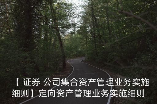 【 證券 公司集合資產(chǎn)管理業(yè)務(wù)實施細則】定向資產(chǎn)管理業(yè)務(wù)實施細則