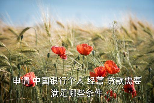 申請(qǐng) 中國(guó)銀行個(gè)人 經(jīng)營(yíng) 貸款需要滿足哪些條件
