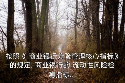 按照《 商業(yè)銀行分險(xiǎn)管理核心指標(biāo)》的規(guī)定, 商業(yè)銀行的 流動(dòng)性風(fēng)險(xiǎn)檢測(cè)指標(biāo)...