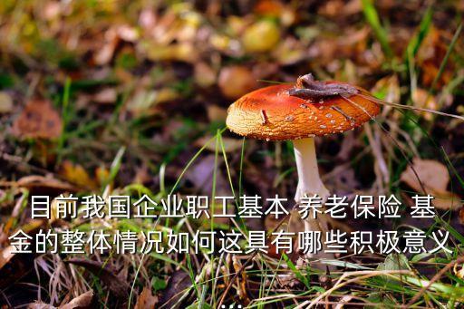 目前我國(guó)企業(yè)職工基本 養(yǎng)老保險(xiǎn) 基金的整體情況如何這具有哪些積極意義...