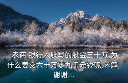  農(nóng)商 銀行入股寫的股金三十萬(wàn),為什么要交六十萬(wàn)零九千元錢呢,求解,謝謝...