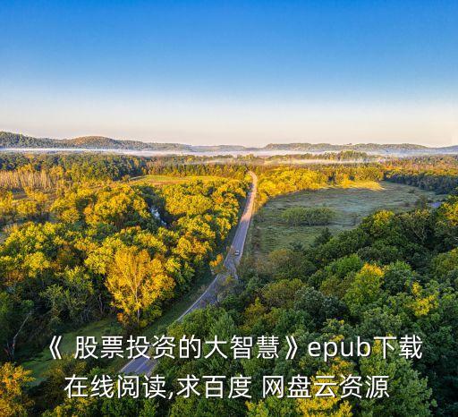 《 股票投資的大智慧》epub下載在線閱讀,求百度 網(wǎng)盤(pán)云資源