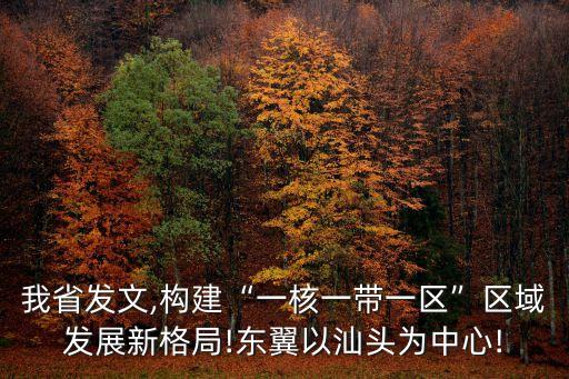 我省發(fā)文,構建“一核一帶一區(qū)”區(qū)域發(fā)展新格局!東翼以汕頭為中心!