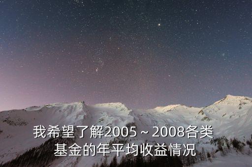 我希望了解2005～2008各類 基金的年平均收益情況
