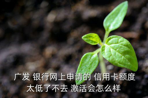  廣發(fā) 銀行網(wǎng)上申請的 信用卡額度太低了不去 激活會怎么樣