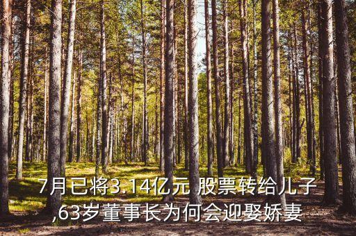 7月已將3.14億元 股票轉(zhuǎn)給兒子,63歲董事長為何會迎娶嬌妻