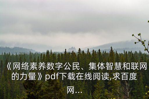 《網(wǎng)絡(luò)素養(yǎng)數(shù)字公民、集體智慧和聯(lián)網(wǎng)的力量》pdf下載在線閱讀,求百度網(wǎng)...