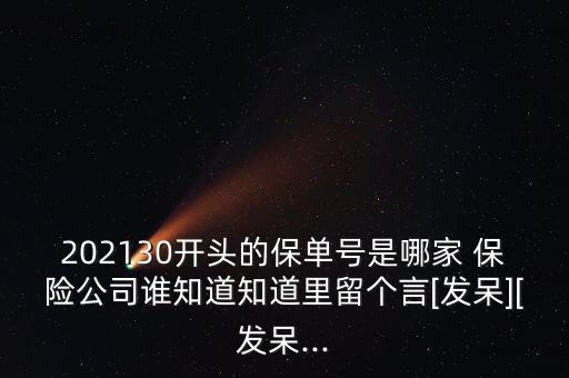 202130開頭的保單號(hào)是哪家 保險(xiǎn)公司誰知道知道里留個(gè)言[發(fā)呆][發(fā)呆...