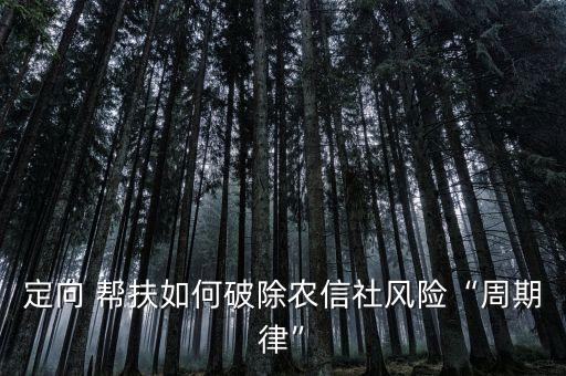 定向 幫扶如何破除農(nóng)信社風(fēng)險“周期律”