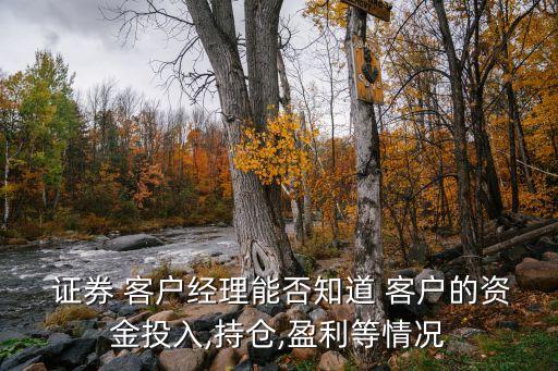 證券 客戶經(jīng)理能否知道 客戶的資金投入,持倉(cāng),盈利等情況
