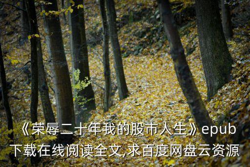 《榮辱二十年我的股市人生》epub下載在線閱讀全文,求百度網(wǎng)盤(pán)云資源