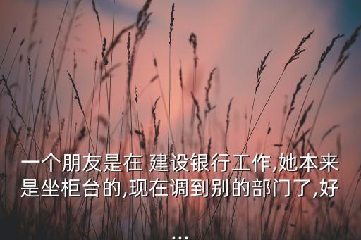 一個朋友是在 建設(shè)銀行工作,她本來是坐柜臺的,現(xiàn)在調(diào)到別的部門了,好...