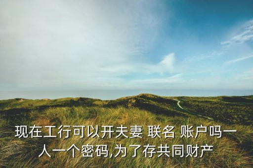 現(xiàn)在工行可以開夫妻 聯(lián)名 賬戶嗎一人一個(gè)密碼,為了存共同財(cái)產(chǎn)