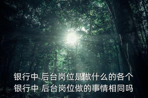  銀行中 后臺(tái)崗位是做什么的各個(gè) 銀行中 后臺(tái)崗位做的事情相同嗎