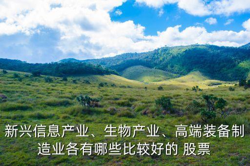 新興信息產(chǎn)業(yè)、生物產(chǎn)業(yè)、高端裝備制造業(yè)各有哪些比較好的 股票