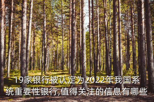 19家銀行被認(rèn)定為2022年我國(guó)系統(tǒng)重要性銀行,值得關(guān)注的信息有哪些