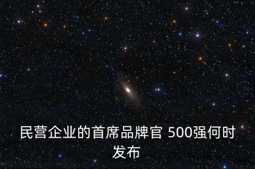 民營企業(yè)的首席品牌官 500強何時發(fā)布