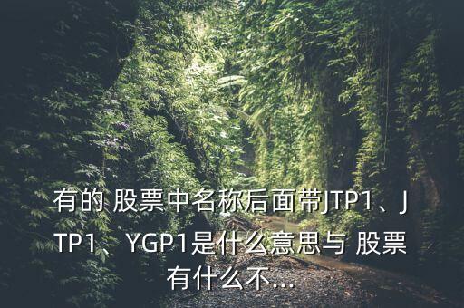 有的 股票中名稱后面帶JTP1、JTP1、YGP1是什么意思與 股票有什么不...