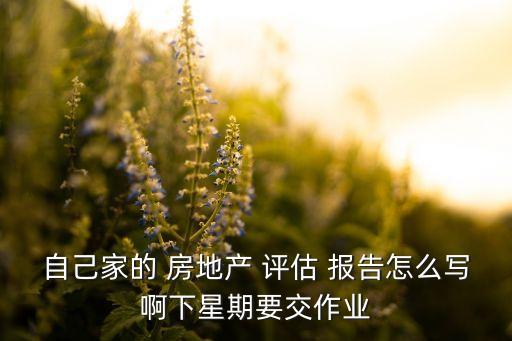 自己家的 房地產(chǎn) 評(píng)估 報(bào)告怎么寫啊下星期要交作業(yè)