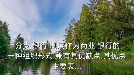  分支 銀行 制度作為商業(yè) 銀行的一種組織形式,兼有其優(yōu)缺點(diǎn),其優(yōu)點(diǎn)主要表...