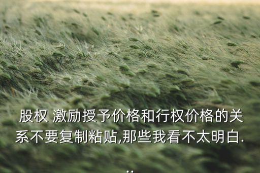  股權 激勵授予價格和行權價格的關系不要復制粘貼,那些我看不太明白...