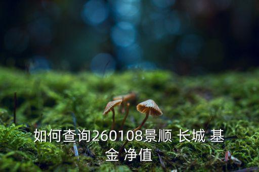 如何查詢260108景順 長城 基金 凈值