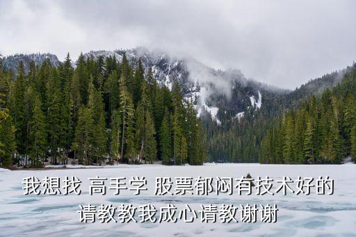 我想找 高手學(xué) 股票郁悶有技術(shù)好的請(qǐng)教教我成心請(qǐng)教謝謝