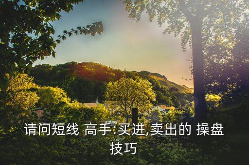 請(qǐng)問短線 高手:買進(jìn),賣出的 操盤技巧