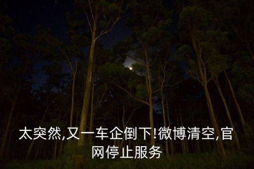 太突然,又一車企倒下!微博清空,官網停止服務