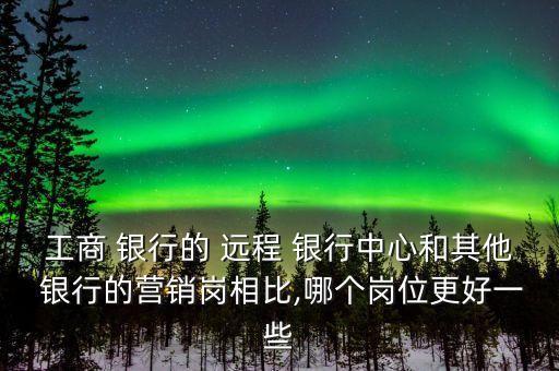 工商 銀行的 遠(yuǎn)程 銀行中心和其他 銀行的營銷崗相比,哪個崗位更好一些