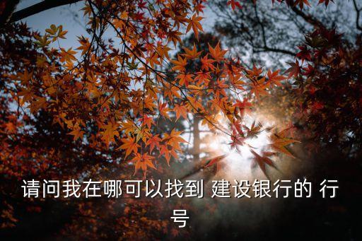 請(qǐng)問我在哪可以找到 建設(shè)銀行的 行號(hào)
